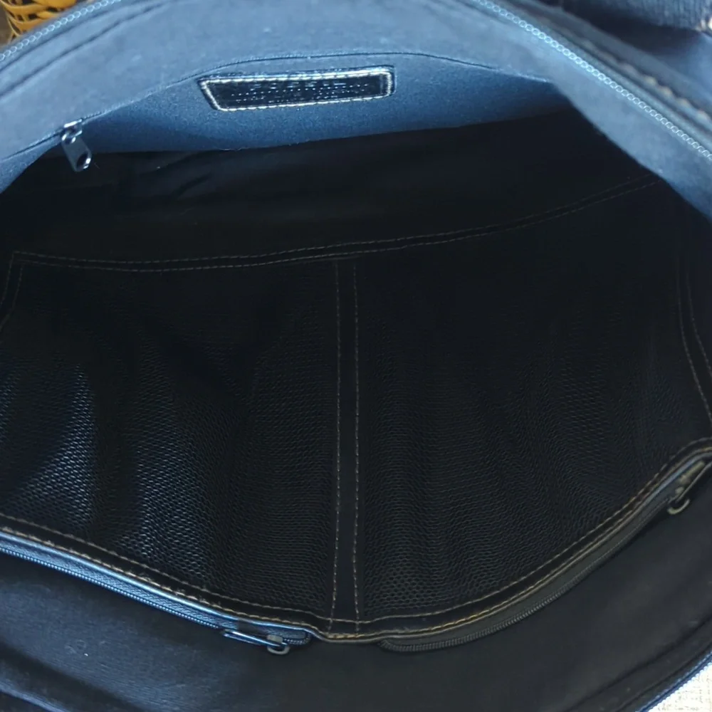 Fossil Black Lizette Canvas & Leather Crossbody Messenger Bag